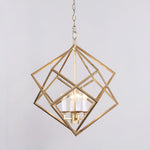 Voss Brass Geometric Pendant Light – Modern Cube Chandelier