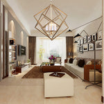 Voss Brass Geometric Pendant Light – Modern Cube Chandelier