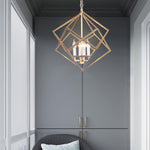Voss Brass Geometric Pendant Light – Modern Cube Chandelier