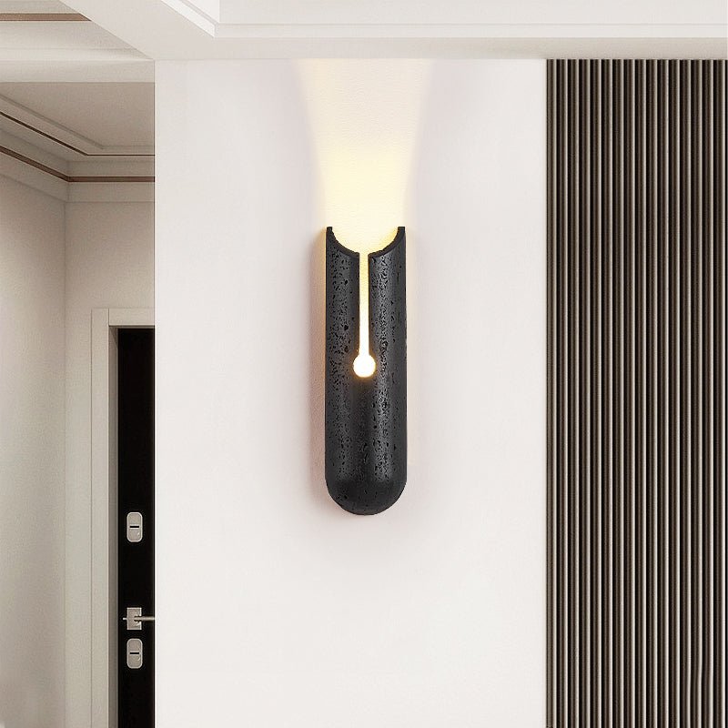 Vulca Split Stone Wall Sconce in Black Travertine