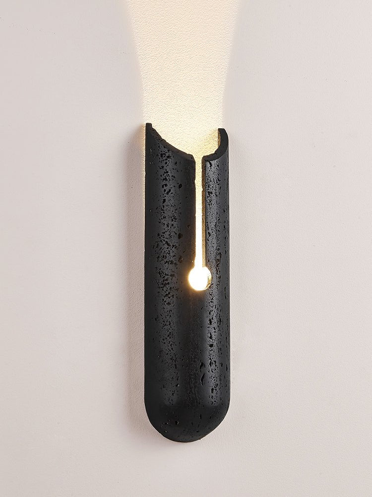 Vulca Split Stone Wall Sconce in Black Travertine