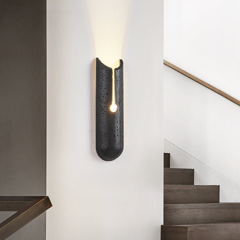 Vulca Split Stone Wall Sconce in Black Travertine