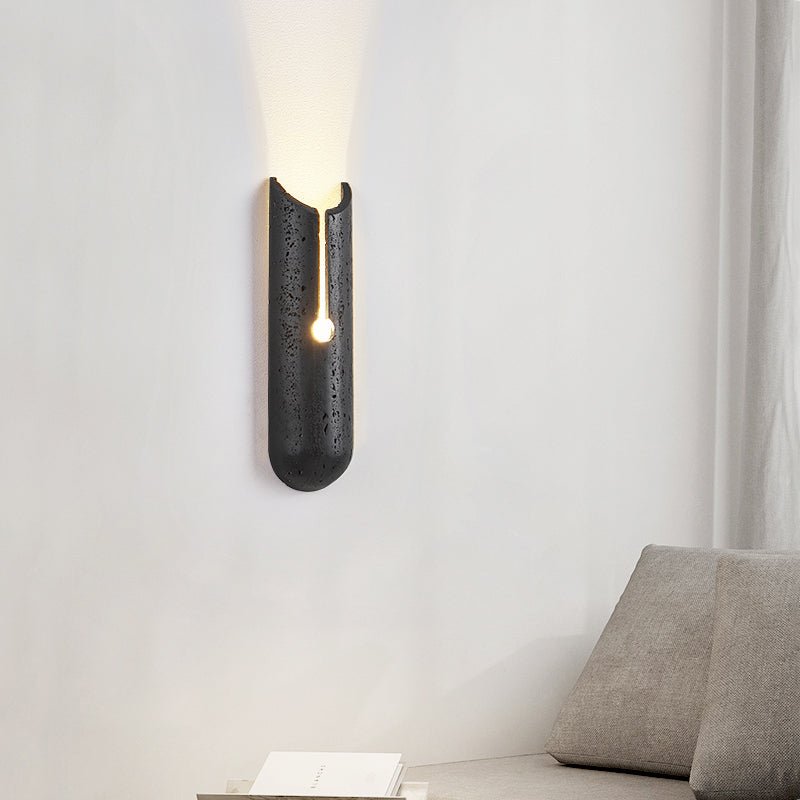 Vulca Split Stone Wall Sconce in Black Travertine