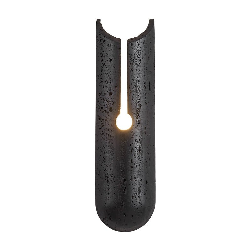 Vulca Split Stone Wall Sconce in Black Travertine