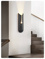 Vulca Split Stone Wall Sconce in Black Travertine