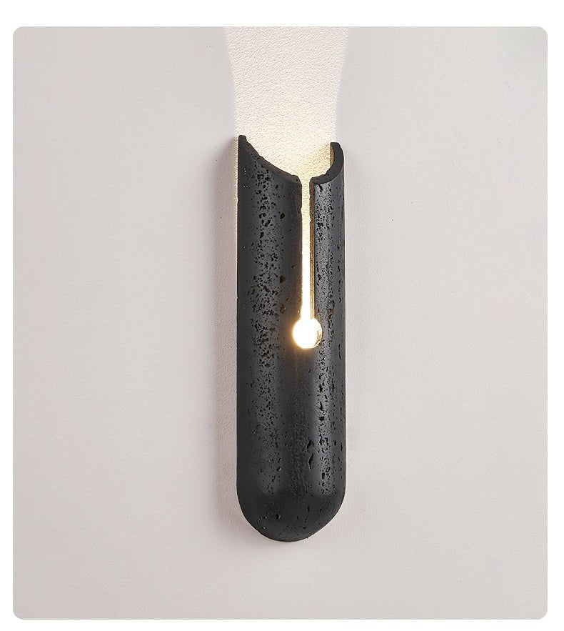 Vulca Split Stone Wall Sconce in Black Travertine