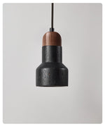 Vulcan Stone Pendant Light – Hand-Carved Travertine & Walnut