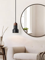 Vulcan Stone Pendant Light – Hand-Carved Travertine & Walnut