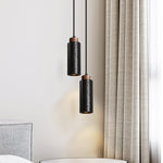 Vulcan Mini Pendant Light in Black Travertine and Walnut