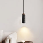 Vulcan Mini Pendant Light in Black Travertine and Walnut