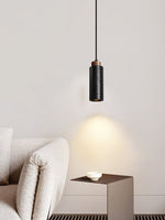 Vulcan Mini Pendant Light in Black Travertine and Walnut