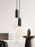 Vulcan Mini Pendant Light in Black Travertine and Walnut