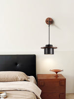 Vulna Wall Sconce in Black Travertine with Walnut Accent