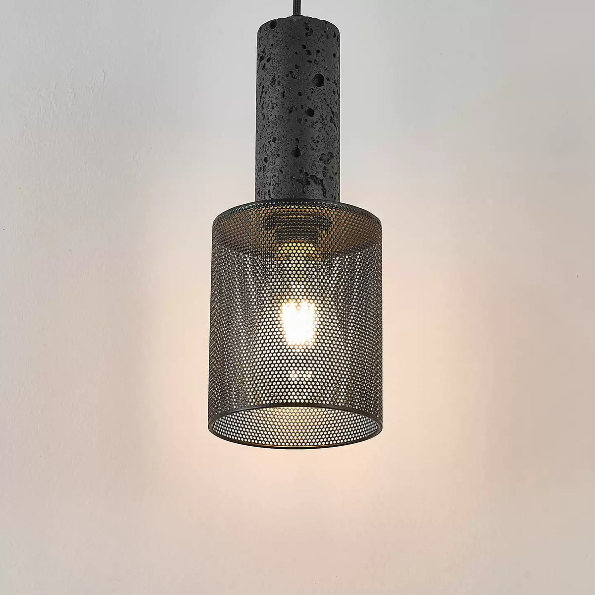 Vultex Mesh Pendant Light in Black Travertine and Metal