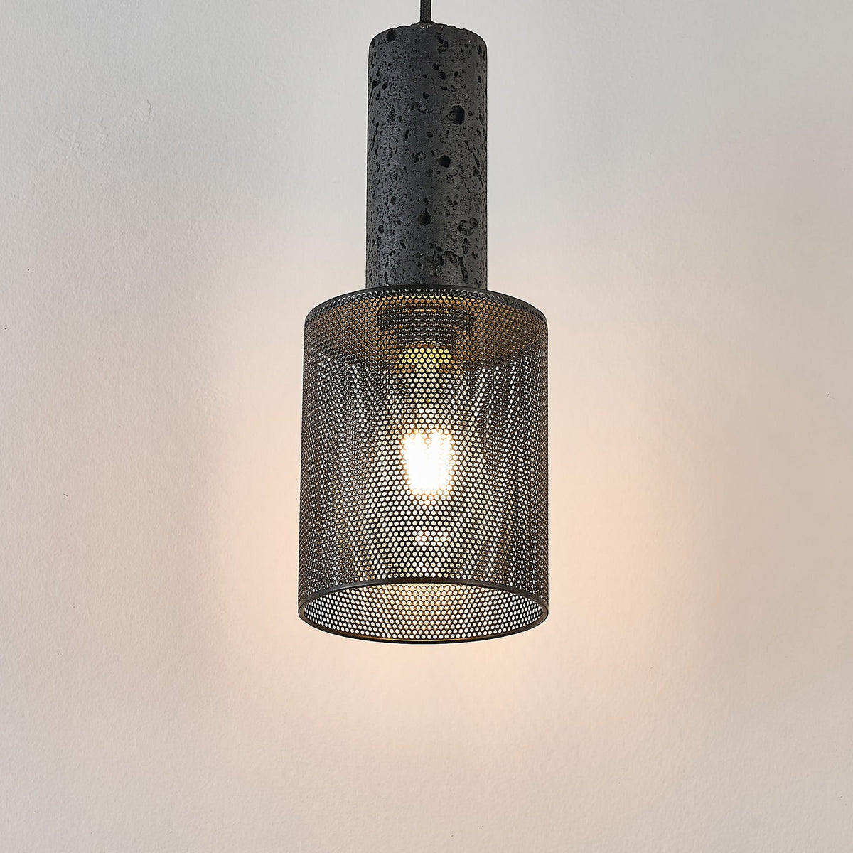 Vultex Mesh Pendant Light in Black Travertine and Metal