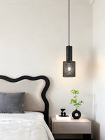 Vultex Mesh Pendant Light in Black Travertine and Metal