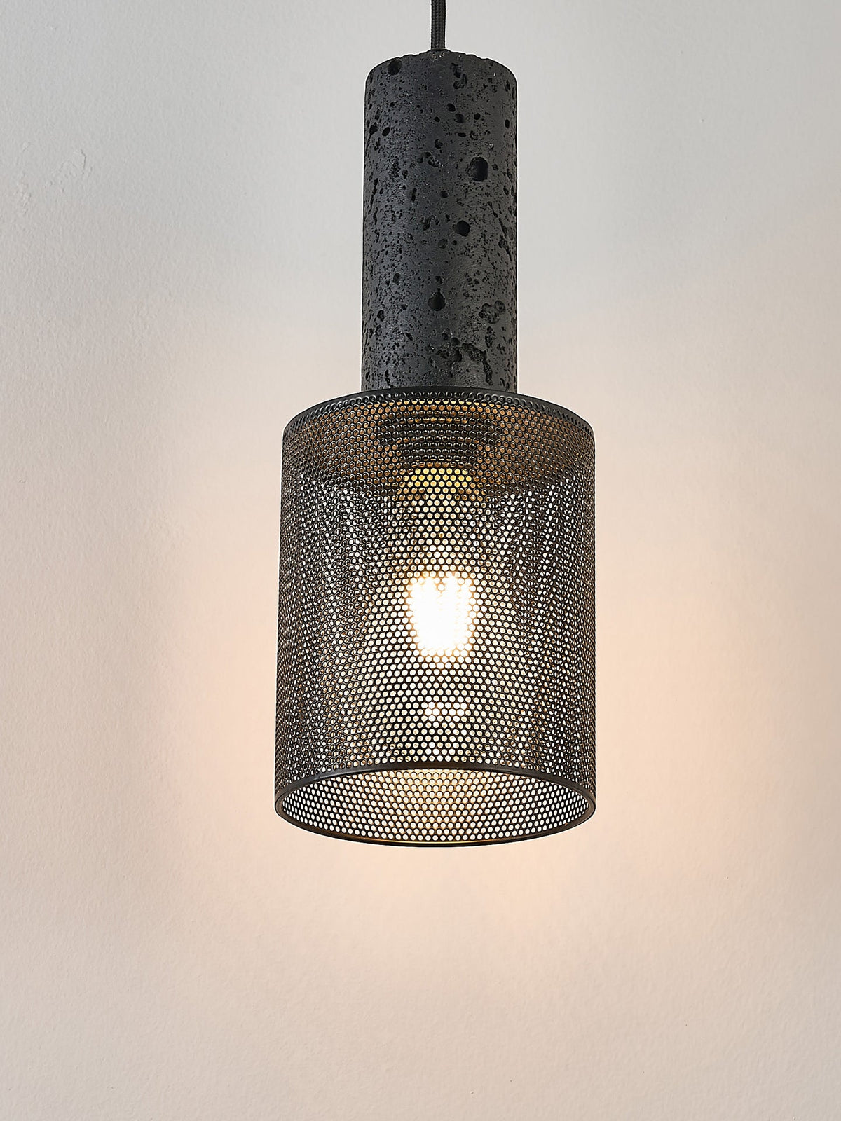 Vultex Mesh Pendant Light in Black Travertine and Metal