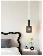 Vultex Mesh Pendant Light in Black Travertine and Metal