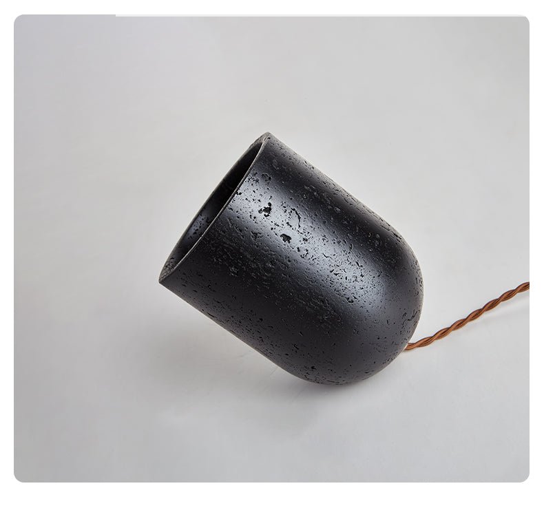 Vultrion Sculptural Black Travertine Table Lamp with Gold Leaf Interior