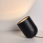 Vultrion Sculptural Black Travertine Table Lamp with Gold Leaf Interior