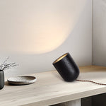 Vultrion Sculptural Black Travertine Table Lamp with Gold Leaf Interior
