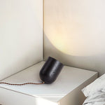 Vultrion Sculptural Black Travertine Table Lamp with Gold Leaf Interior