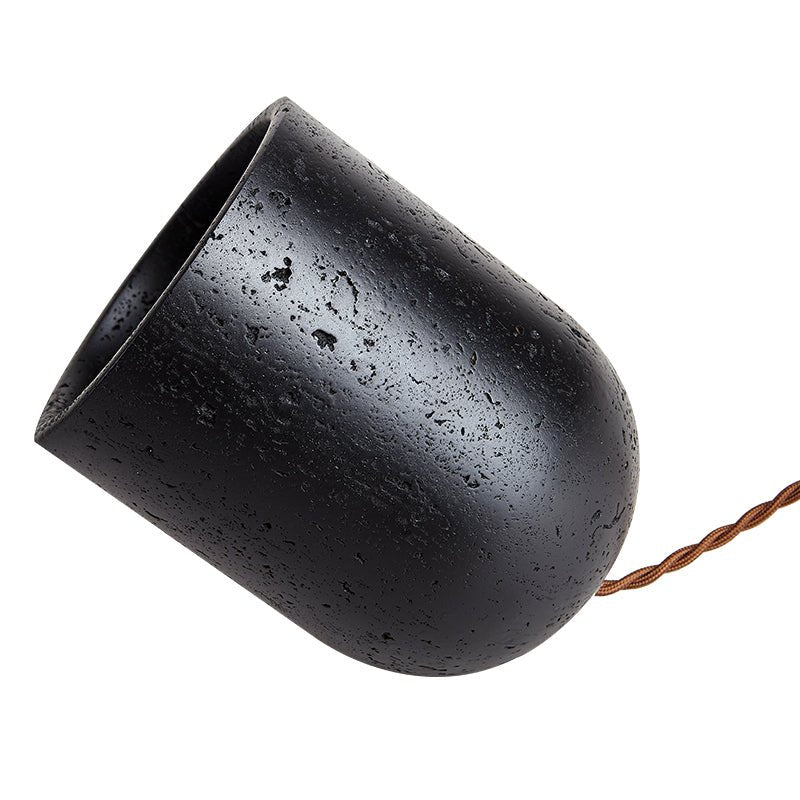Vultrion Sculptural Black Travertine Table Lamp with Gold Leaf Interior