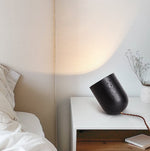 Vultrion Sculptural Black Travertine Table Lamp with Gold Leaf Interior