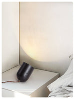 Vultrion Sculptural Black Travertine Table Lamp with Gold Leaf Interior