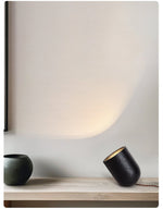 Vultrion Sculptural Black Travertine Table Lamp with Gold Leaf Interior