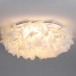 Simple Nordic Style Cozy Bedroom With Petal Shaped Ceiling Lamp