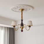 Walden Pleat Chandelier — Modern Wood & Fabric Pendant Light for Dining Room