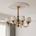 Walden Pleat Chandelier — Modern Wood & Fabric Pendant Light for Dining Room