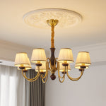Walden Pleat Chandelier — Modern Wood & Fabric Pendant Light for Dining Room