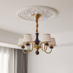 Walden Pleat Chandelier — Modern Wood & Fabric Pendant Light for Dining Room
