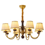Walden Pleat Chandelier — Modern Wood & Fabric Pendant Light for Dining Room