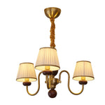 Walden Pleat Chandelier — Modern Wood & Fabric Pendant Light for Dining Room