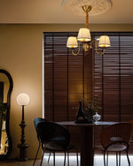 Walden Pleat Chandelier — Modern Wood & Fabric Pendant Light for Dining Room
