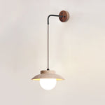 Artisan Arc Wall Sconce with Walnut Arm and Travertine Shade