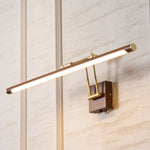 Walnut Linear Wall Sconce with Adjustable Brass Arm