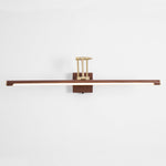 Walnut Linear Wall Sconce with Adjustable Brass Arm