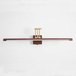 Walnut Linear Wall Sconce with Adjustable Brass Arm