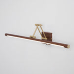Walnut Linear Wall Sconce with Adjustable Brass Arm