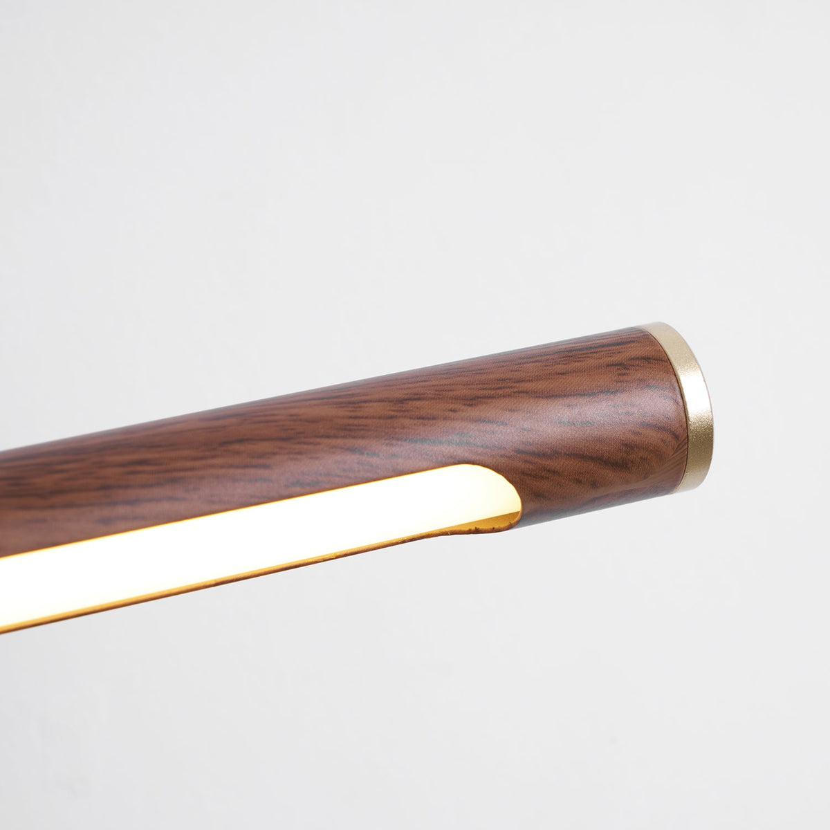 Walnut Linear Wall Sconce with Adjustable Brass Arm