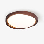 Walnut Curved Edge Ceiling Light – Modern Flush Mount LED Fixture