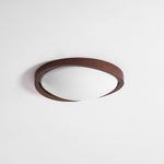 Walnut Curved Edge Ceiling Light – Modern Flush Mount LED Fixture