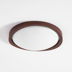 Walnut Curved Edge Ceiling Light – Modern Flush Mount LED Fixture