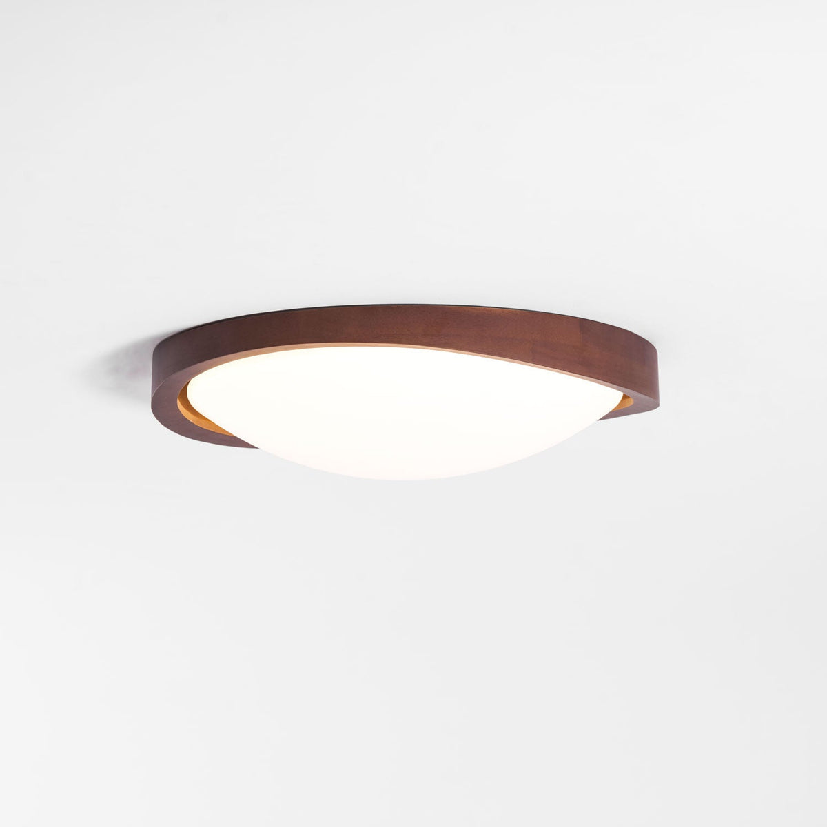 Walnut Curved Edge Ceiling Light – Modern Flush Mount LED Fixture