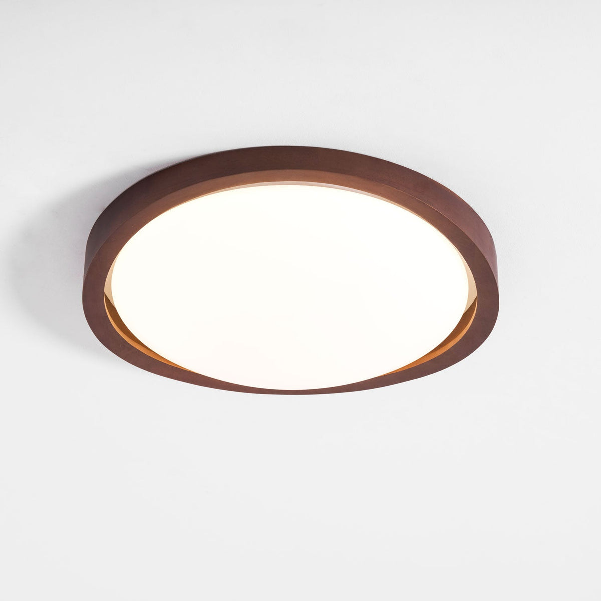 Walnut Curved Edge Ceiling Light – Modern Flush Mount LED Fixture