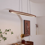 Walnut Arc Linear LED Pendant Light for Kitchen Island and Dining Room